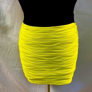 Neon yellow Forever 21 mini skirt with wavy texture design 2X